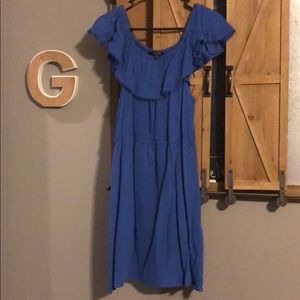 Blue Off the Shoulder Dress